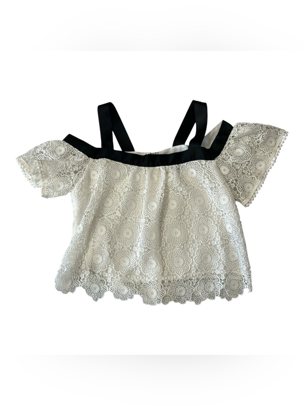 Topshop Petite lace cold shoulder top sz 4